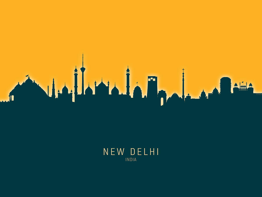 New Delhi India Skyline #29 Digital Art by Michael Tompsett - Pixels