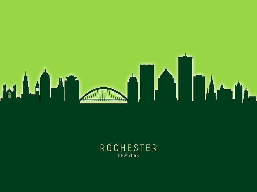 Rochester Skyline Digital Art - Rochester New York Skyline #29 by Michael Tompsett