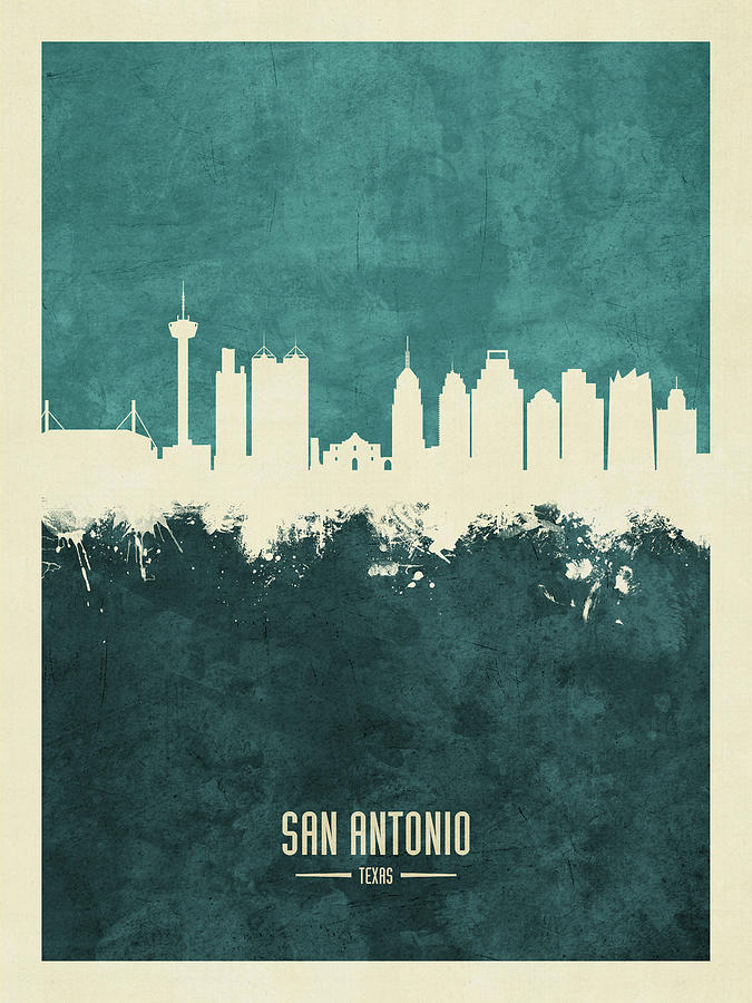 San Antonio Texas Skyline Digital Art by Michael Tompsett - Fine Art ...