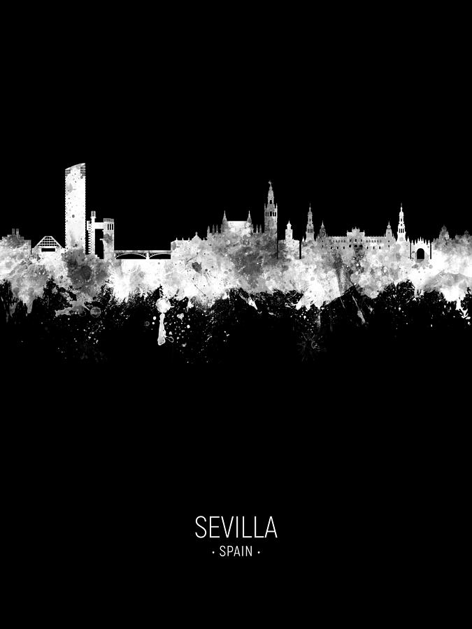 Skyline Digital Art - Sevilla Spain Skyline #29 by Michael Tompsett