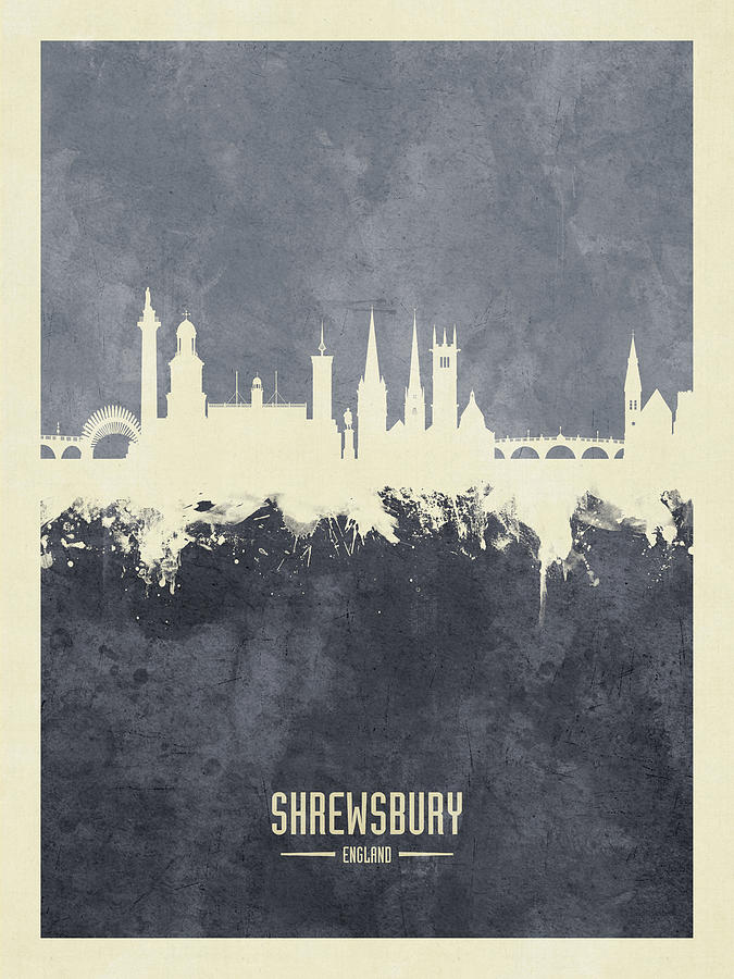 Shrewsbury England Skyline #29 Digital Art by Michael Tompsett