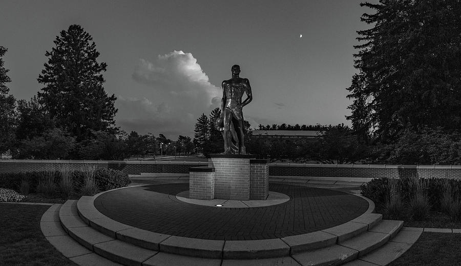 Spartan statue at night on the campus of Michigan State University in East Lansing Michigan #29 Photograph by Eldon McGraw