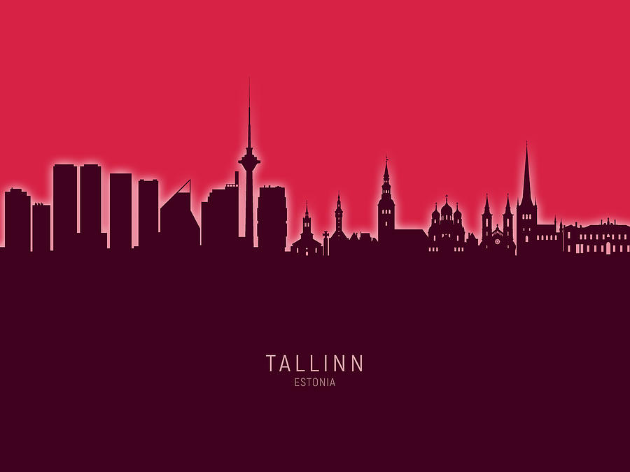 Skyline Digital Art - Tallinn Estonia Skyline #29 by Michael Tompsett