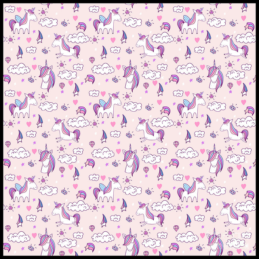 Unicorn Pattern Mythical Creature Rainbow Horse Digital Art by Mister ...