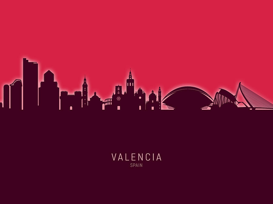 Valencia Spain Skyline #29 Digital Art by Michael Tompsett