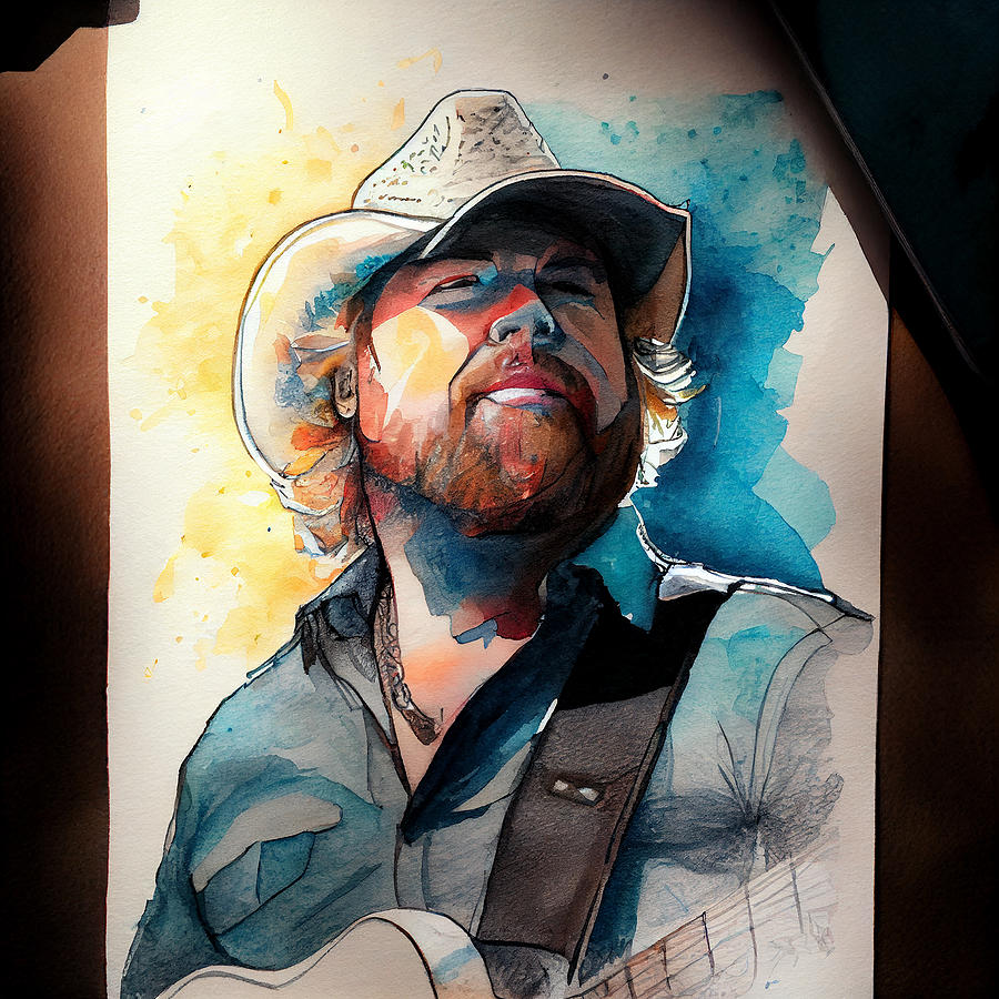 Watercolour of Toby Keith Digital Art by Tim Hill - Fine Art America