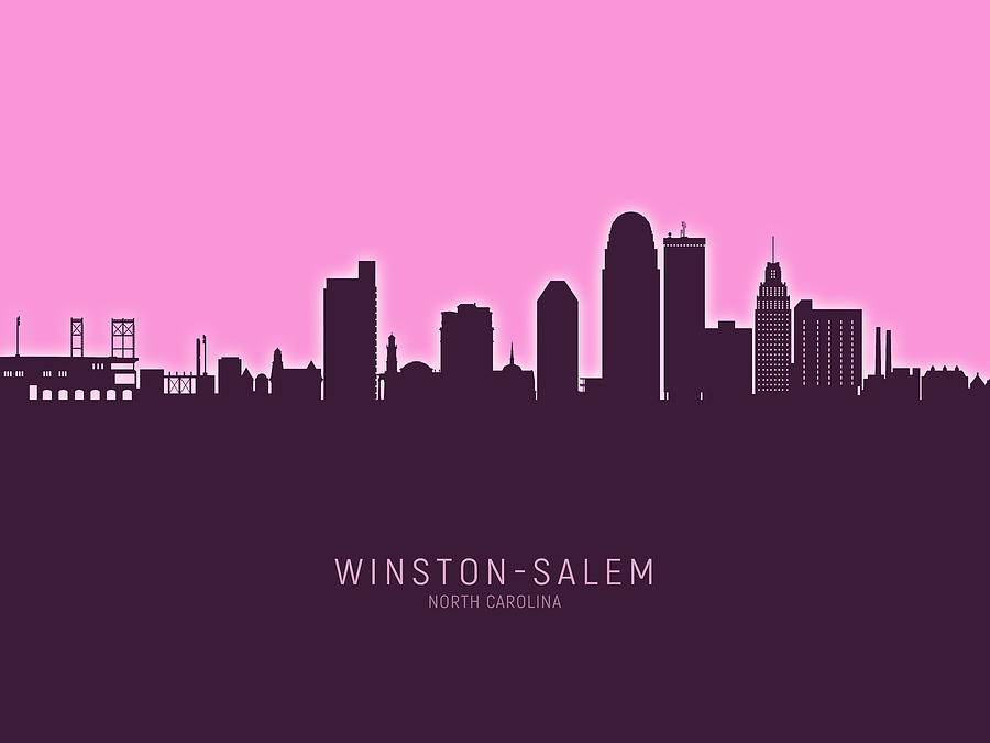 Winston-salem Digital Art - Winston-Salem North Carolina Skyline #29 by Michael Tompsett