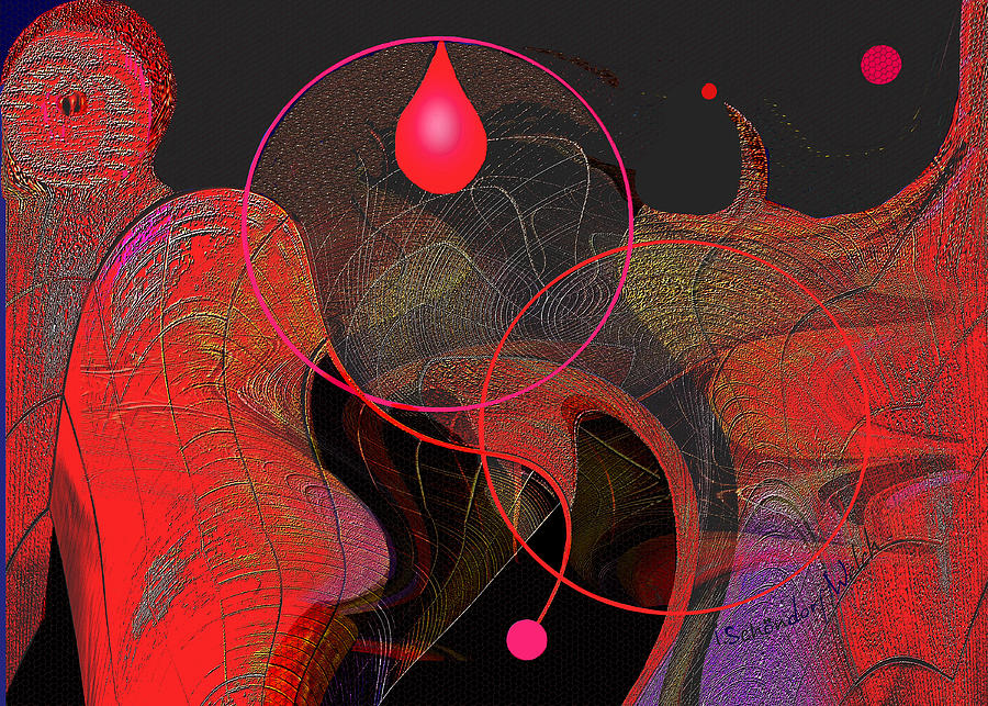 Red Digital Art - 2925 Red Abstract Fantasy   by Irmgard Schoendorf Welch