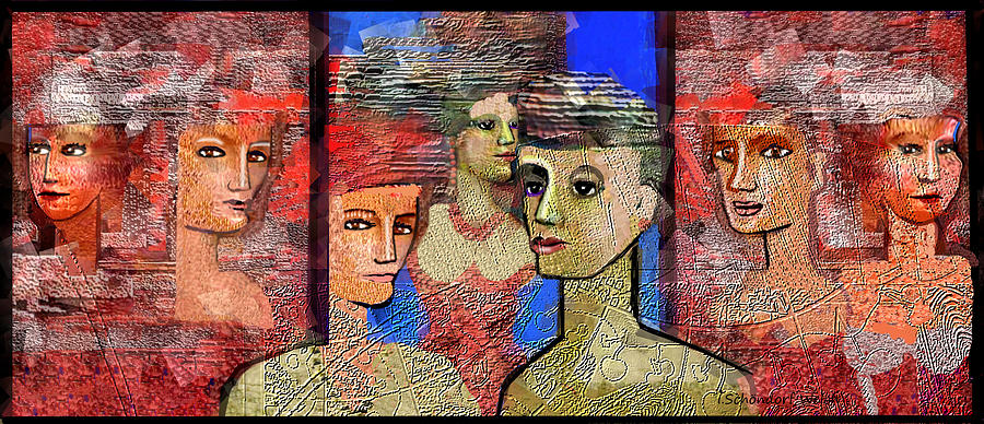 2936 A -  Bold Ladies  Tryptych Digital Art by Irmgard Schoendorf Welch