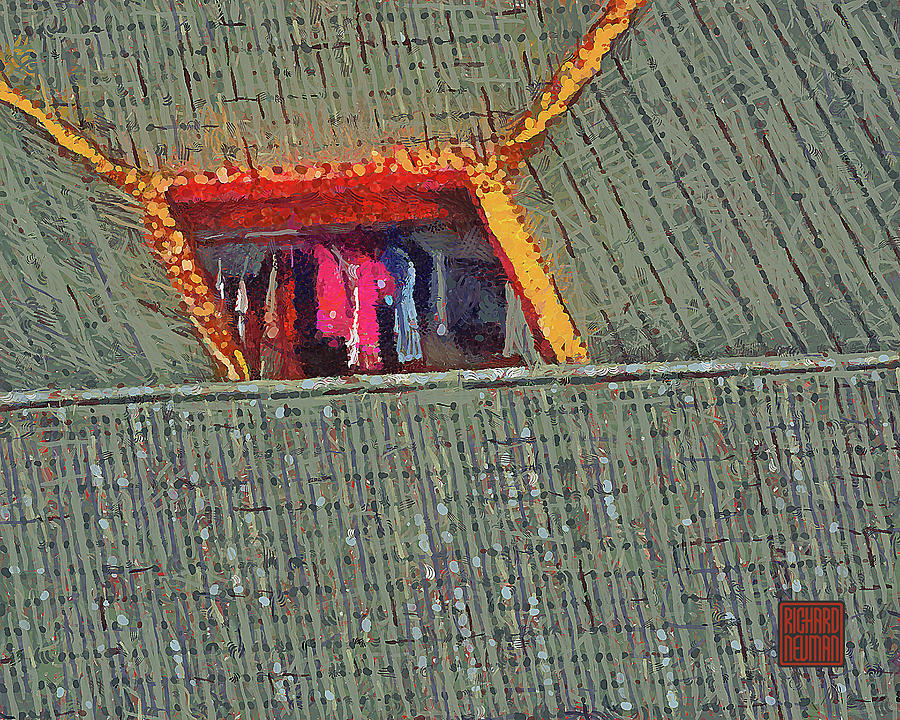 Abstract Mixed Media - 294 Architectural Pattern, Roof Courtyard Laundry, Wuhan, China by Richard Neuman Architectural Gifts