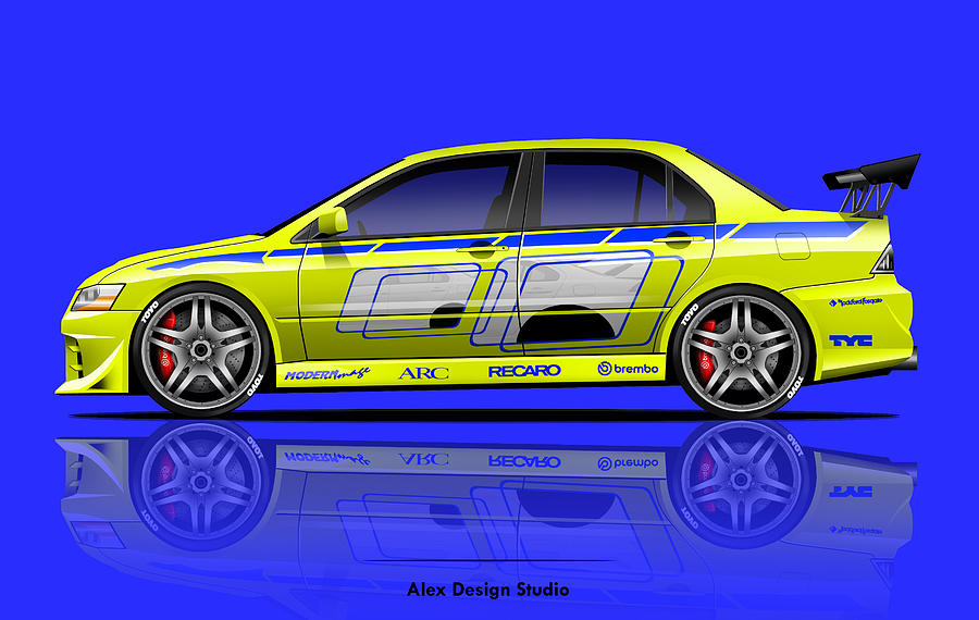 2f2f Paul Walker Lancer Evo Digital Art By Aleksandar Jovanovic Fine Art America