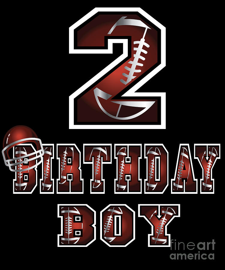 2nd Birthday Boy 2 Years Old Football Lover Theme Party product Digital ...