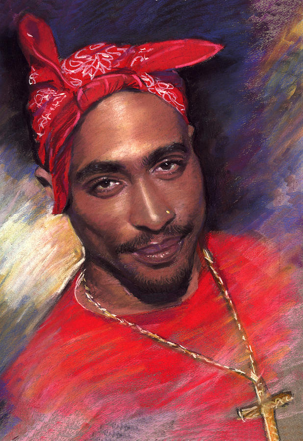 Tupac Drawing - 2Pac Red by Viola El