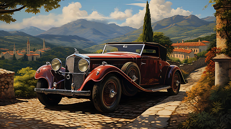 Fantasy Painting - 1932 Delage D8S Drophead Coupe  stunning Latin  by Asar Studios #3 by Celestial Images