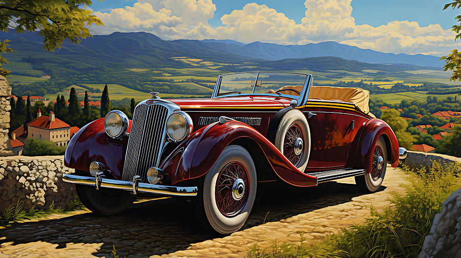 Fantasy Painting - 1939 Lagonda V12 Drophead Coupe  stunning Asian by Asar Studios #3 by Celestial Images
