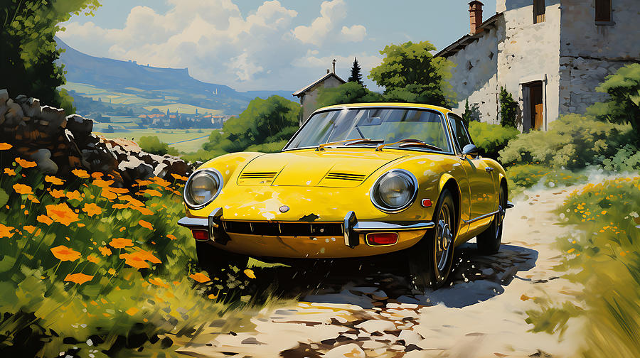 Fantasy Painting - 1975 Lotus Europa Special  stunning European co by Asar Studios #3 by Celestial Images