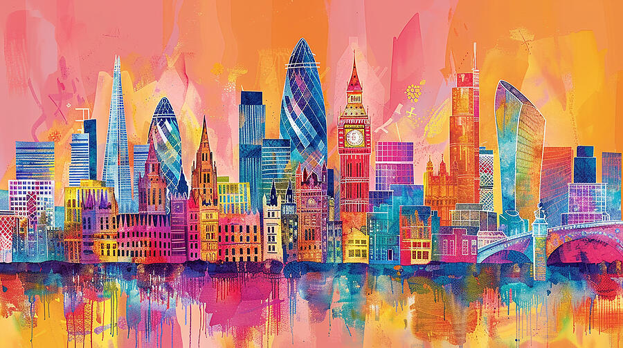 a colourful draw ng of the London sky l ne co 791d4a23-a9dd-4dc4-a944-223a564824dd 0 Digital Art
