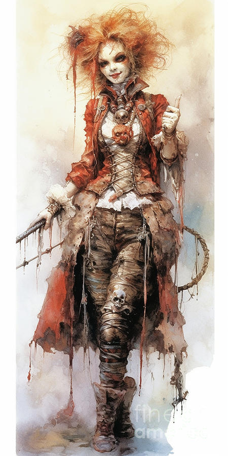 Fantasy Painting - a  horror  clown  in  style  by  luis  royo  by Asar Studios #3 by Celestial Images