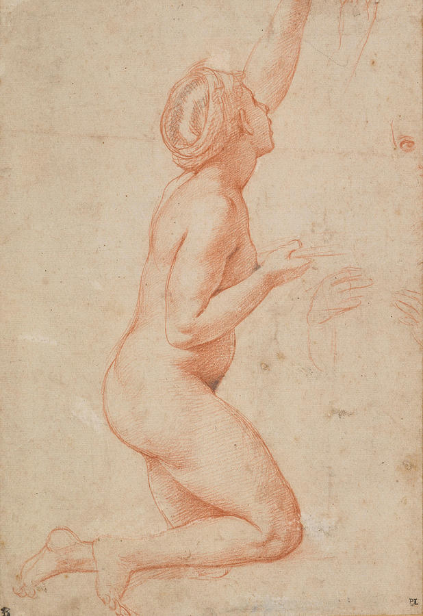 Raphael Painting - A Kneeling Nude Woman with her Left Arm Raised  #3 by Raphael