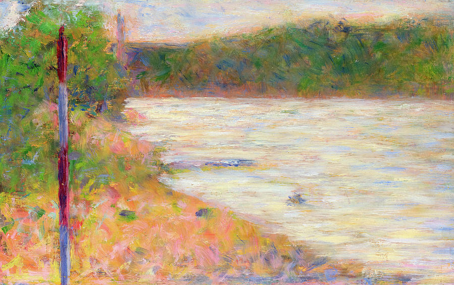 Landscape Painting - A River Bank #3 by Georges Seurat