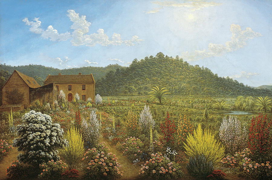 House Painting - A view of the artists house and garden in Mills Plains Van Diemens Land #2 by John Glover