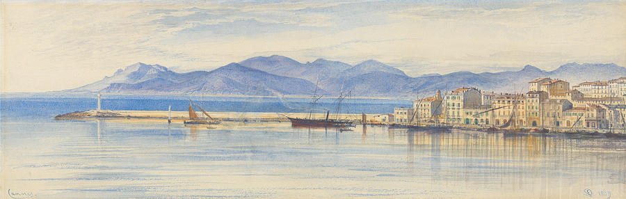 A View of the Harbour at Cannes #4 Drawing by Edward Lear
