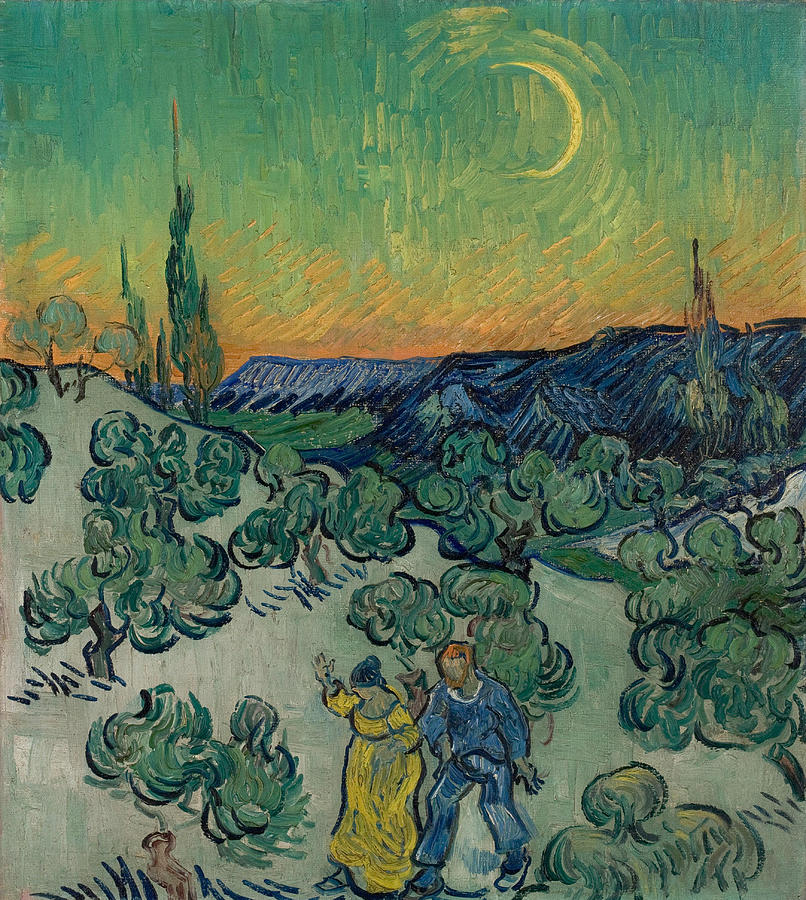Vincent Van Gogh Painting - A Walk at Twilight  #3 by Vincent van Gogh