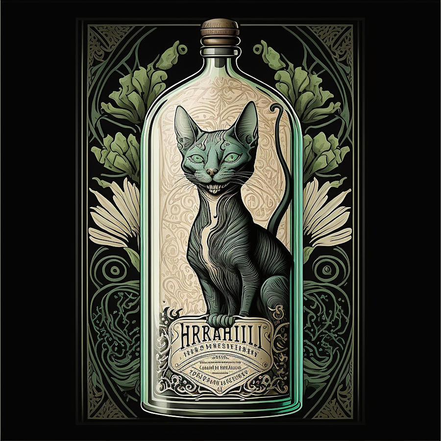 Absinthe Cat #1 Digital Art by Zane Wylie - Fine Art America