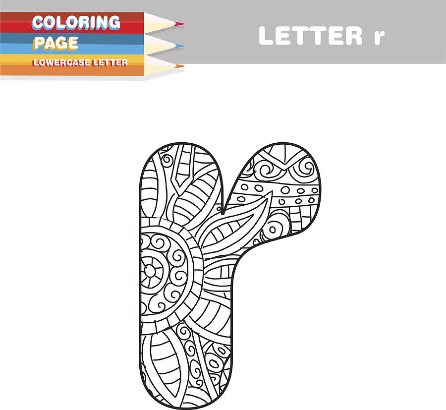Adult Coloring book lower case letters hand drawn template #3 Drawing by JDawnInk