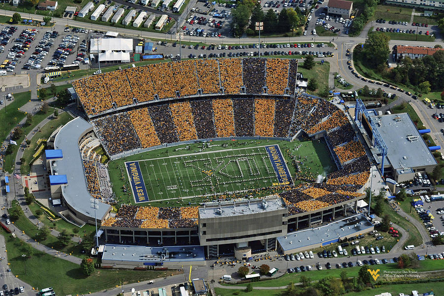 Aerial photo - stripe  First Big 12 football game The West Virginia Mountaineers defeated the Baylor #3 Photograph by Dan Friend