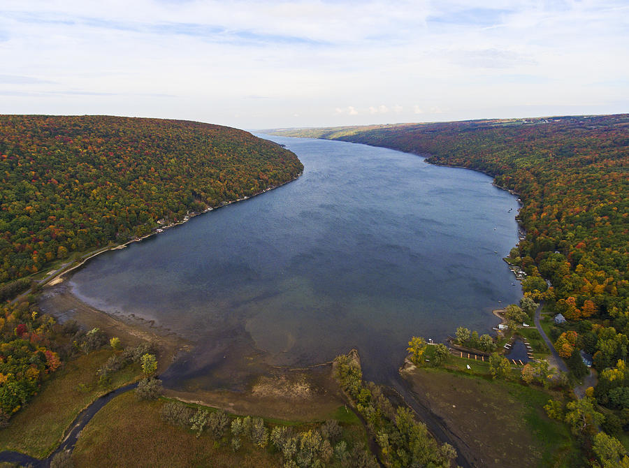 Aerial view of the Finger Lakes in Autumn #3 Photograph by Matt Champlin