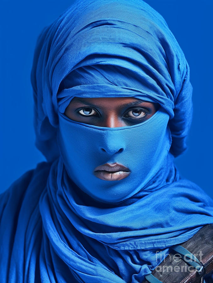 African  Tuareg  Nomad  Blue  Surreal  Cinematic  By Asar Studios Painting