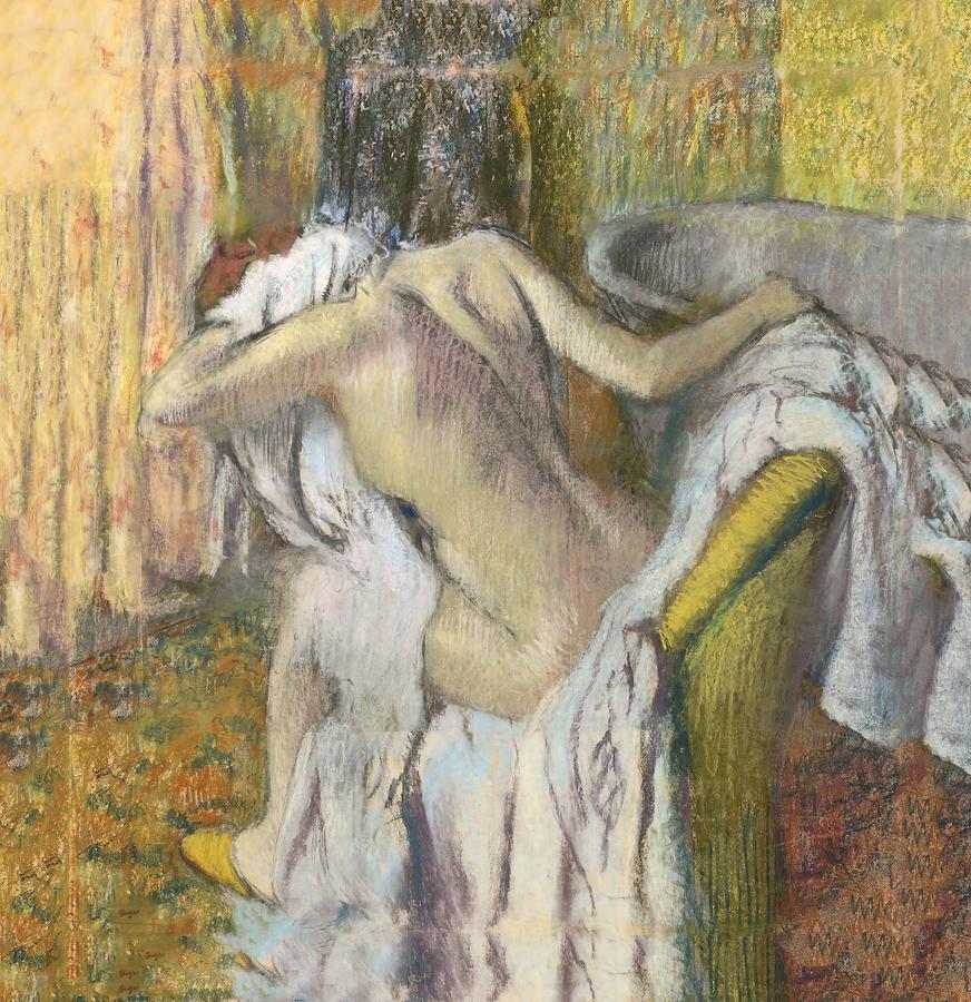 Edgar Degas Painting - After the Bath  Woman drying herself  #3 by Edgar Degas