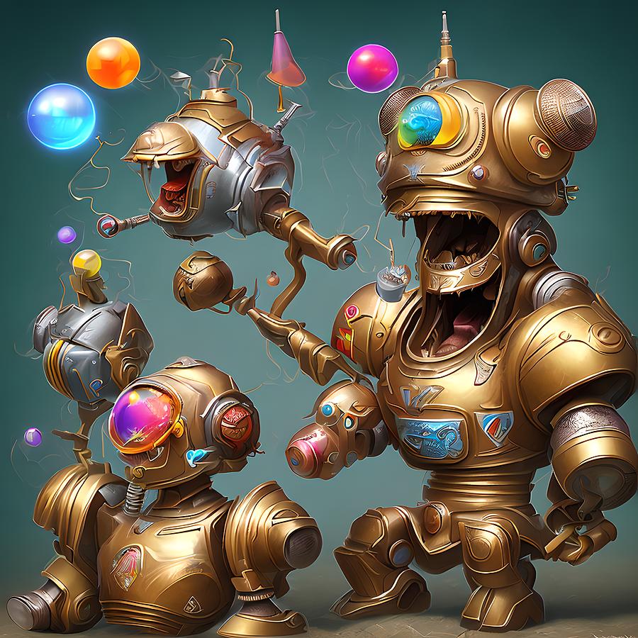 AI Joke - Funny Cheerful Robot, Generative AI Illustration Digital Art ...