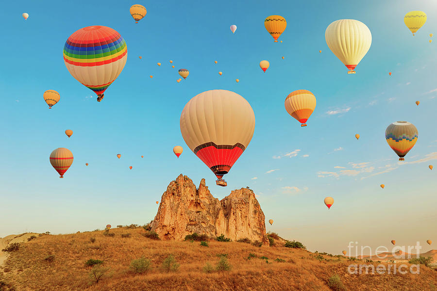 Air balloons at sunrise in Cappadocia #3 Digital Art by Benny Marty