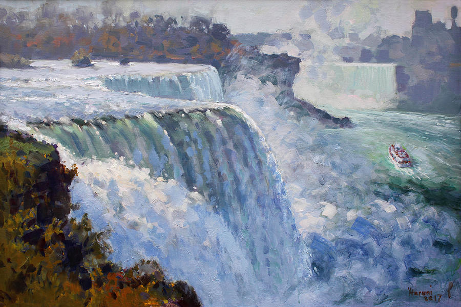 American Waterfalls  Painting by Ylli Haruni