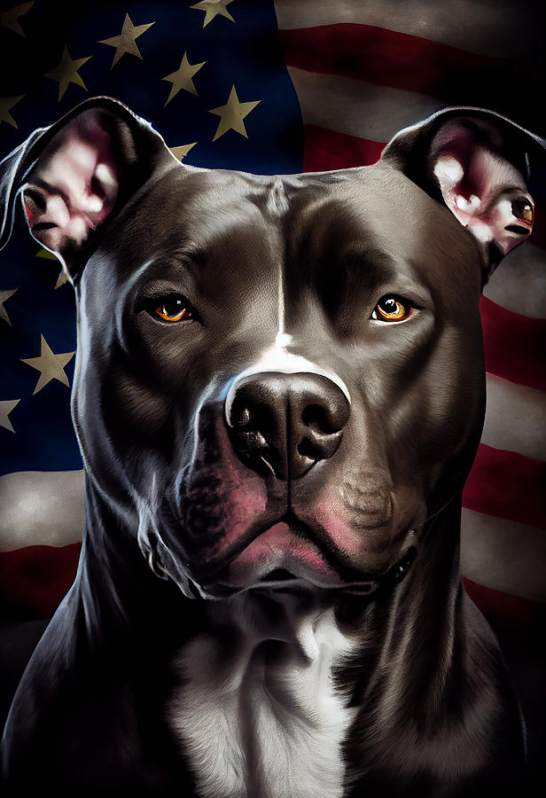 American Pitbull Portrait Mixed Media by Stephen Smith Galleries - Fine ...