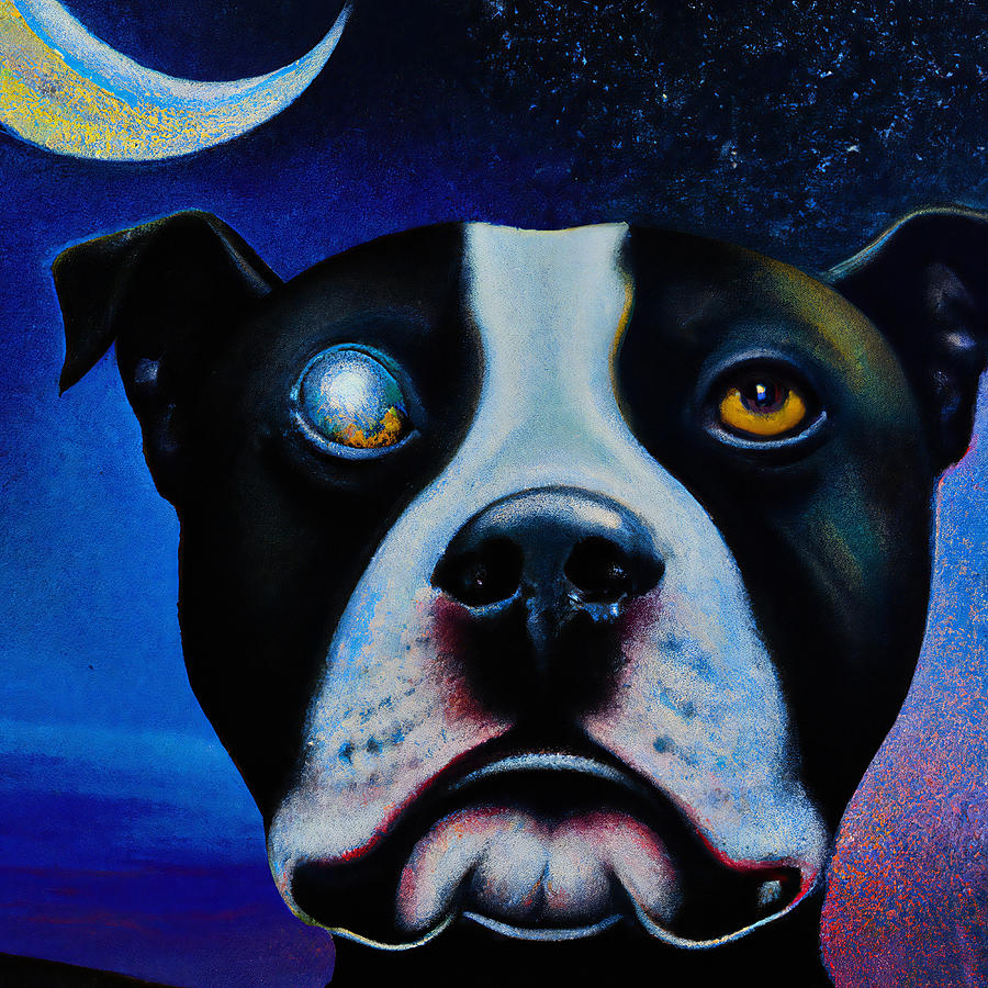 American Staffordshire Terrier Dog Painting by StellArt Studio - Fine ...