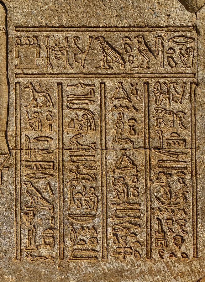 Ancient Egypt Hieroglyphics On Wall #3 Relief by Mikhail Kokhanchikov