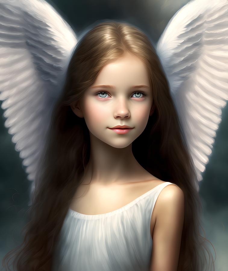 Angelic Girl, Generative AI Illustration Digital Art by Miroslav ...