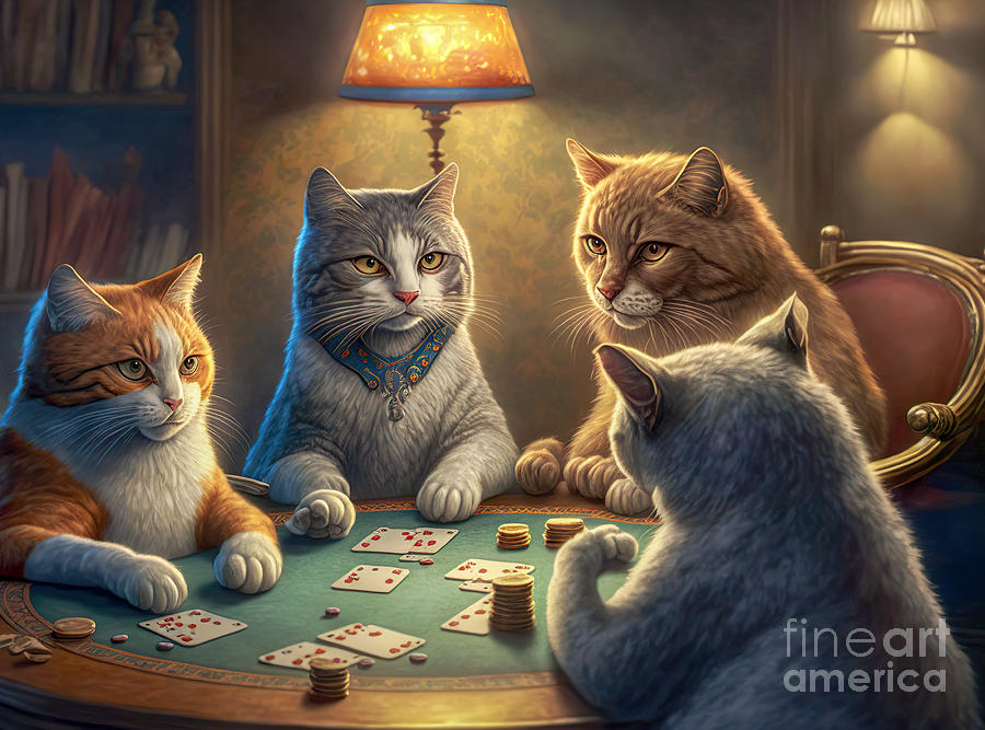 Animals playing poker. Digital Art by Odon Czintos - Fine Art America