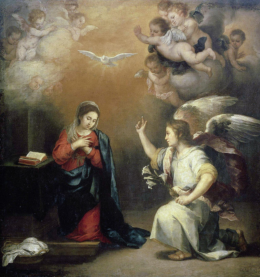 Annunciation to the Virgin Painting by Bartolome Esteban Murillo - Fine ...