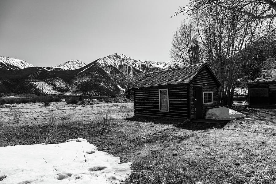 Antique cabin in Twin Lakes Colorado in black and white #3 Photograph by Eldon McGraw