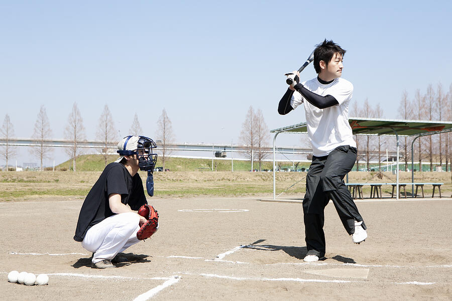Asian Men Playing Baseball #3 Photograph by Kohei Hara