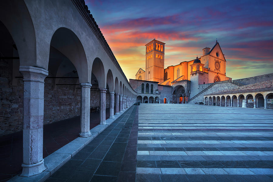 Assisi, San Francesco Basilica Sunset Photograph by Stefano Orazzini