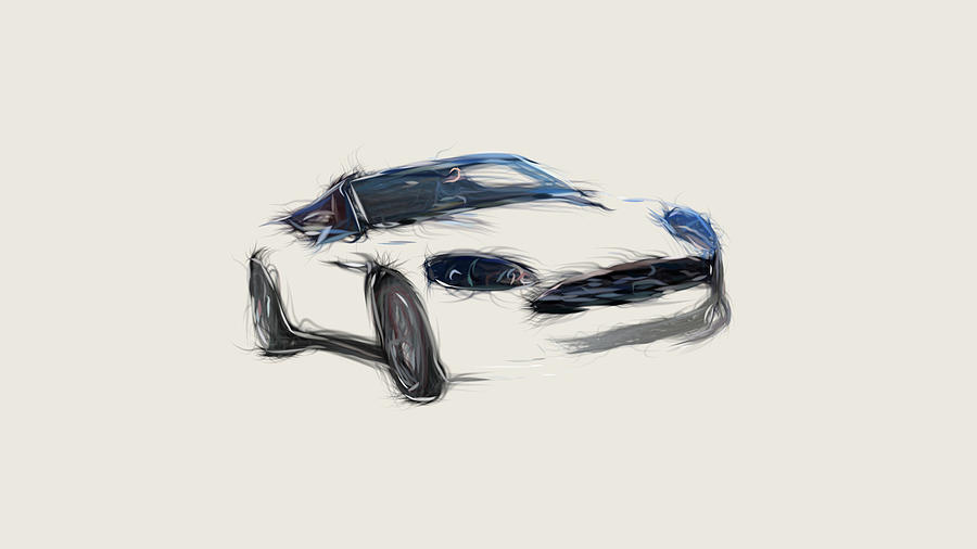 Aston Martin DB9 Volante Car Drawing Digital Art by CarsToon Concept