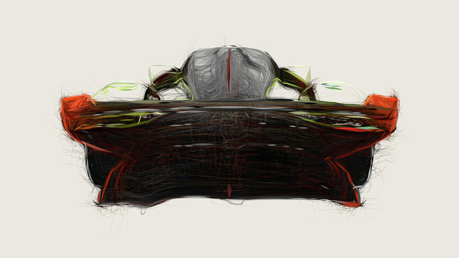 Aston Martin Valkyrie AMR Pro Car Drawing #3 Digital Art by CarsToon Concept