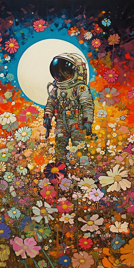 Astronaut in the flower field - Print Digital Art by SampadArt Gallery ...