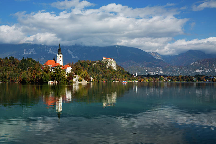 Autumn colours at Lake Bled #3 Photograph by Ian Middleton