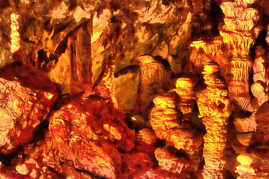 Aven dOrgnac, a dripstone cave in the south of France #3 Digital Art by Gina Koch